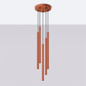 Závesné svietidlo Pastelo, 5x oranžové kovové tienidlo, o