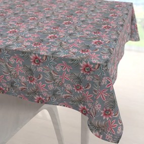 Biante Dekoračný štvorcový obrus PML-043 Tropické kvety na sivom 100x100 cm