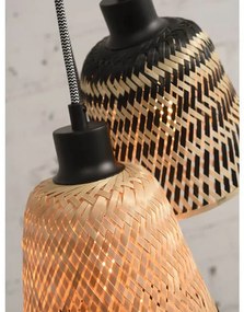 Stropná lampa kalimantan 7 tienidiel prírodná, čierna MUZZA