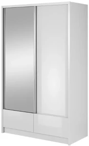 Štýlová šatníková skriňa Aria 1 - 130 cm - biela / biely lesk