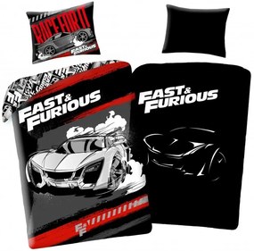 Bavlnené posteľné obliečky Rýchlo a zbesilo - Fast &amp; Furious - so svietiacim efektom - 100% bavlna - 70 x 90 cm + 140 x 200 cm