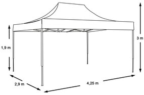 Záhradný pavilón-červený+prenosná taška-2,9x4,25 m