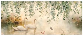 Obraz - Jazero, aquarel (120x50 cm)