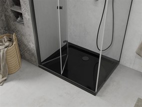 Mexen Lima, sprchovací kút so skladacími dverami 90 (dvere) x 100 (stena) cm, 6mm číre sklo, čierny profil + slim sprchová vanička čierna s čiernym sifónom, 856-090-100-70-00-4070B