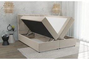 Béžová boxspring posteľ s úložným priestorom 140x200 cm Flip – Ropez