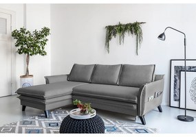 Tmavosivá rozkladacia rohová pohovka Miuform Charming Charlie, ľavý roh