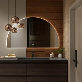 Erga Kori, polkruhové LED zrkadlo 70x120cm, 2760 lm, 3 farby svetla, ERG-V01-KORI-7012-CL