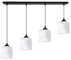 Závesné svietidlo Riffle Square, 4x biele sklenené tienidlo, b