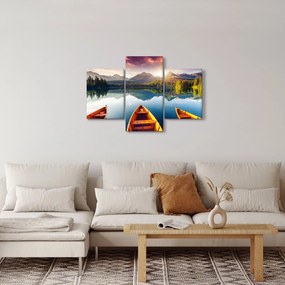 Obraz - Jazero s loďkami (90x60 cm)