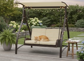 Garden Line ZÁHRADNÁ HOJDAČKA Z TECHNORATTANU 166 x 130 x 170 CM HNEDÁ PREMIUM