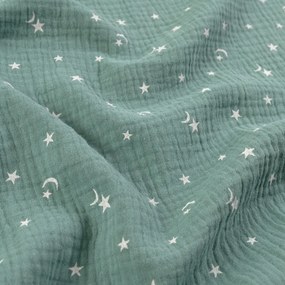 Biante Mušelínová plienka/dečka MSN-053 Nočná obloha na pastelovo modrozelenom 100x100 cm