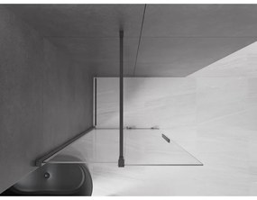 Mexen Velar, sprchová zástena s posuvnými dverami Walk-in 70 x 200 cm, 8mm číre sklo, brúsený grafit, 871-070-000-03-95