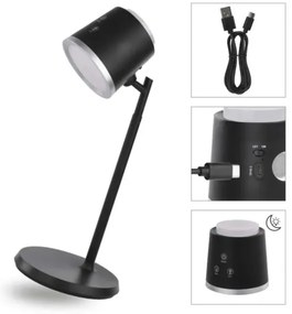 LED Stmievateľná nabíjacia stolná lampa 4v1 LED/6W/3,7V 3000K/4000K/6500K čierna