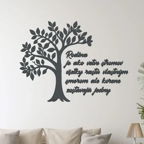 dřevo života Drevený strom Rodina sú korene Farebný vzor: Biela, Rozmery (cm): 79x60
