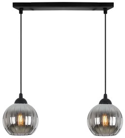 Závesné svietidlo Costa, 2x grafitové sklenené tienidlo, b