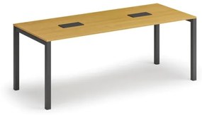 Stôl SQUARE 2000 x 800 x 750, buk + 2x stolná zásuvka TYP II, čierna