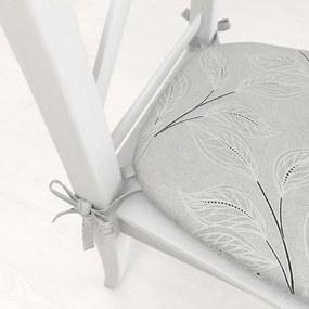 Biante Oblý podsedák Leona LN-165 Popínavé lístky na sivom - 39x37x3 cm