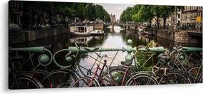 Obraz bicykla v meste (120x50 cm)
