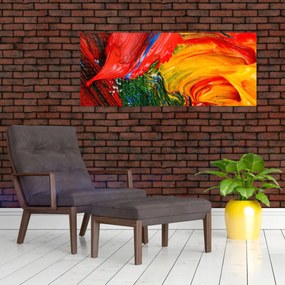 Obraz - Modrenie abstrakcie štetcom (120x50 cm)