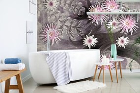 Samolepiaca tapeta kvety na nádhernom pozadí - 150x100