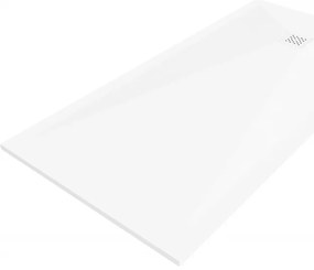 Mexen Stone+, obdĺžniková vanička z minerálneho kompozitu 180 x 70 cm, biela, biela krytka, 44107018-W