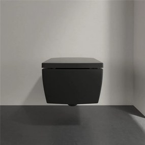 VILLEROY &amp; BOCH Memento 2.0 závesné WC s hlbokým splachovaním bez vnútorného okraja, 375 x 560 mm, Ebony, s povrchom CeramicPlus, 4633R0S5