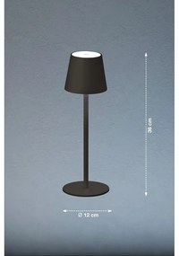 Čierna LED stmievateľná stolová lampa so senzorom pohybu a s kovovým tienidlom (výška 38 cm) Tropea – Fischer &amp; Honsel