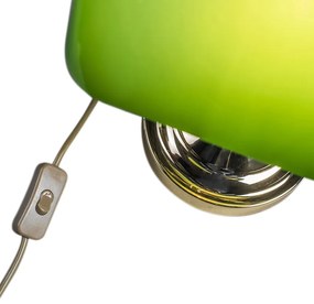 Klasická stolná lampa/lampa notára mosadz s zeleným sklom - Banker