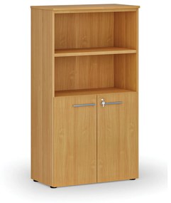 Kombinovaná kancelárska skriňa PRIMO WOOD, dvere na 2 poschodia, 1434 x 800 x 420 mm, buk
