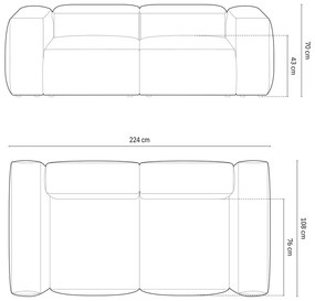 Tmavomodrá menčestrová pohovka 224 cm Bergano – Cosmopolitan Design