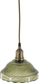 Elegantný sklenený luster so zeleným tienidlom Olive Brass – Ø 21*18 cm