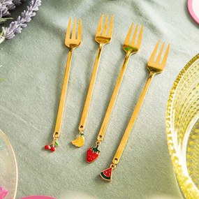 Súprava štyroch dezertných vidličiek BLANE SUMMER zlatá 849287