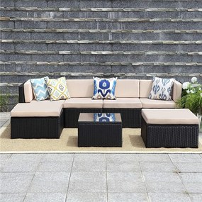 Rohová ratanová záhradná súprava Catini Sevilla - Čierna