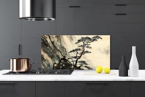 Sklenený obklad Do kuchyne Maľovaný strom umenie 125x50 cm