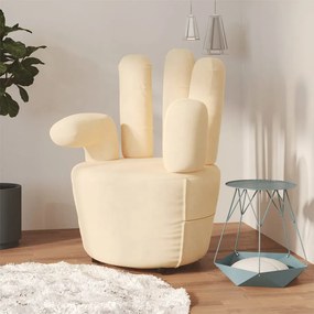 Stolička v tvare ruky krémová zamatová
