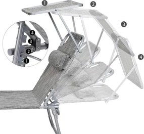 Skladacie lehátko so strieškou, nosnosť do 150 kg, farba greige