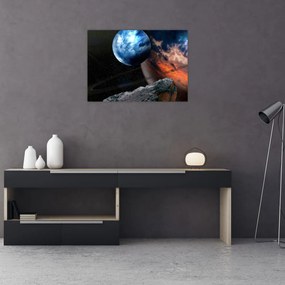 Sklenený obraz planéty vo vesmíre (70x50 cm)
