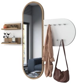 Nástenné zrkadlo RANI 125x120 cm biela/hnedá