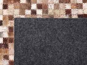 Kožený koberec 160 x 230 cm hnedá/béžová TORUL Beliani