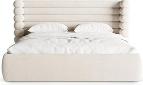 Béžová čalúnená dvojlôžková posteľ s úložným priestorom s roštom 180x200 cm Mount – Micadoni