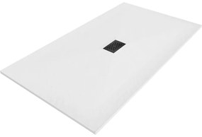 Mexen Hugo, obdĺžniková sprchová vanička SMC 160 x 100 cm, biela, čierna krytka, 42101016-B