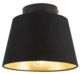 Stropné svietidlo s bavlneným tienidlom čierne so zlatom 20 cm - Combi Black