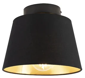 Stropné svietidlo s bavlneným tienidlom čierne so zlatom 20 cm - Combi Black
