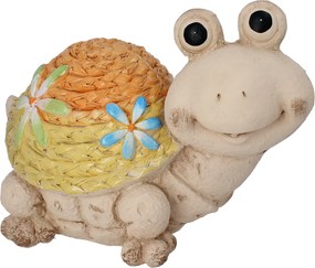 ZÁHRADNÁ FIGÚRKA – KORYTNAČKA S PLETENOU PANVICOU 35 x 23 x 26 CM *7355