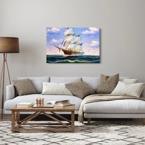 Obraz lode na vlnách (90x60 cm)