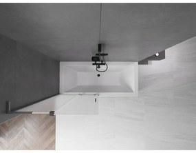 Mexen Velar L, 2-krídlová posuvná vaňová zástena 95 x 150 cm, 8mm sklo námraza, brúsený grafit, 896-095-003-31-66