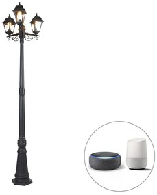 Inteligentná lampášová lampa čierna 3-svetlo IP44 vrátane Wifi ST64 - Capital