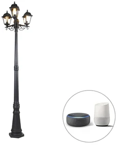 Inteligentná lampášová lampa čierna 3-svetlo IP44 vrátane Wifi ST64 - Capital