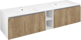 Sapho Sapho, LOREA skrinka 180x46x51,5cm (80+20+80cm), dub alabama/biela matná, LE080-2231-05