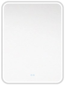 Mereo Mereo, LED zrkadlo hranaté 60x80 cm z ráme z brúsenej ocele, MER-CN171S